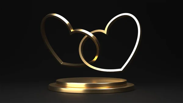 Minimal Heart Shapes Background Mock Podium Pedestal Scene Product Platform — Stok fotoğraf