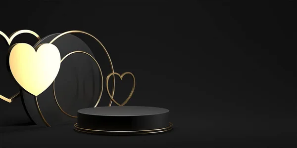 Minimal Heart Shapes Background Mock Podium Pedestal Scene Product Platform — Stok fotoğraf
