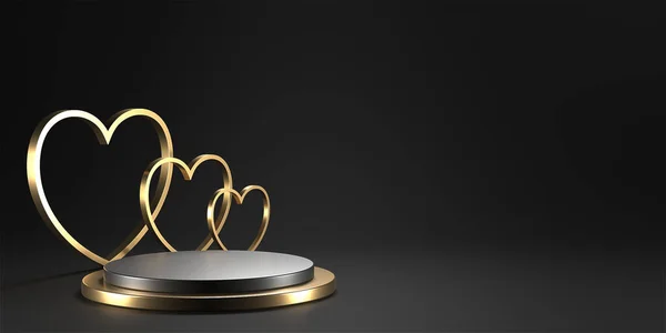 Minimal Heart Shapes Background Mock Podium Pedestal Scene Product Platform — 스톡 사진