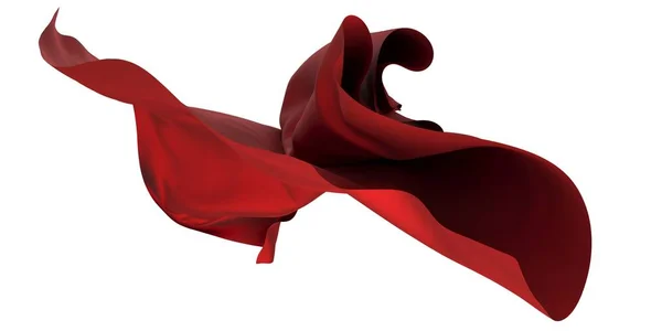 Abstract Red Cloth Falling Satin Fabric Flying Wind Rendering — Foto de Stock