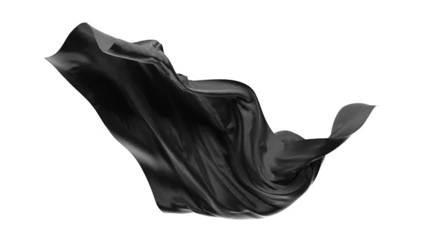 Abstract Black Flying Fabric Design Element Rendering — Stock Photo, Image