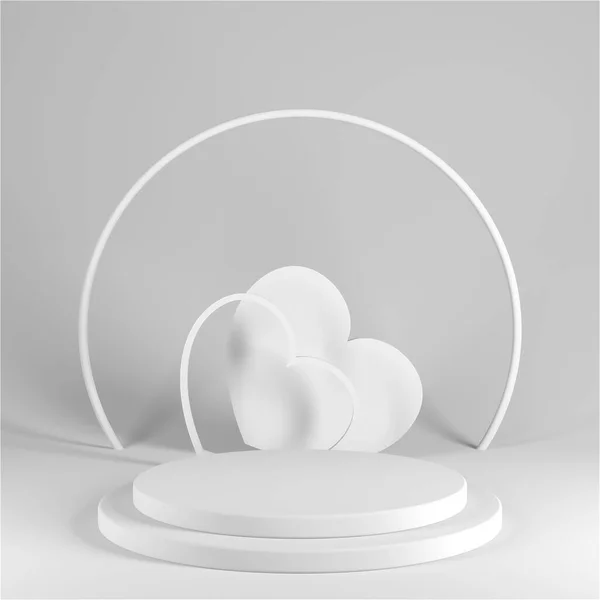 Minimal Heart Shapes Background Mock Podium Pedestal Scene Product Platform — Zdjęcie stockowe