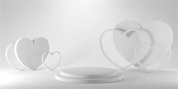 Minimal Heart Shapes Background Mock Podium Pedestal Scene Product Platform — Stockfoto