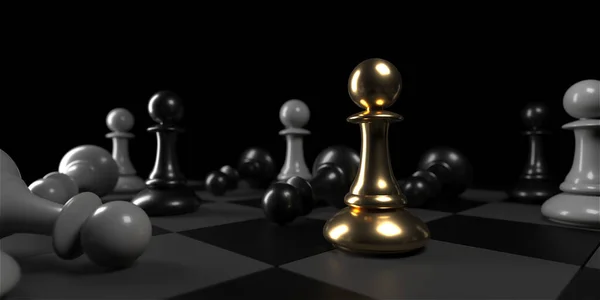 Chess Pawn Piece Outstanding Leadership Concept Unique Individuality Standing Out — 图库照片