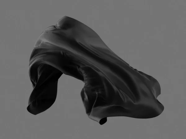 Abstract Black Flying Fabric Design Element Rendering — Stockfoto