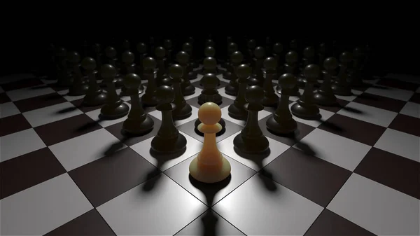 Chess Pawn Piece Outstanding Leadership Concept Unique Individuality Standing Out — Stock Photo, Image