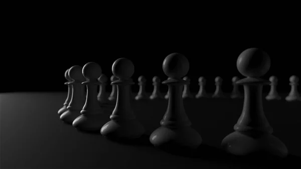 Different Chess Pieces Pawns Concept Business Background Rendering —  Fotos de Stock