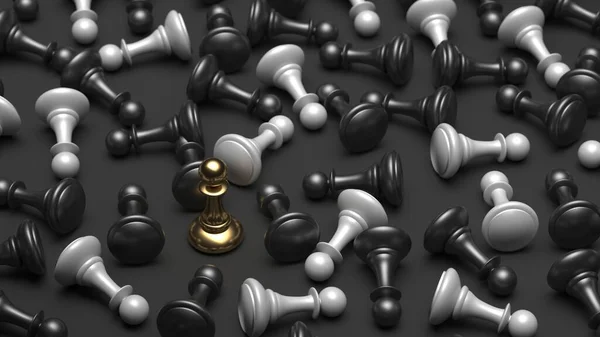 Chess Pawn Piece Outstanding Leadership Concept Unique Individuality Standing Out — Foto Stock