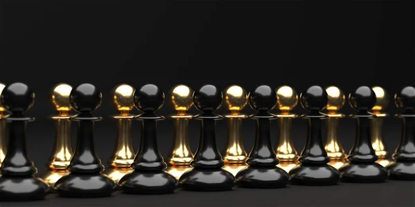 Different Chess Pieces Pawns Concept Business Background Rendering — Stok fotoğraf
