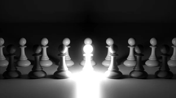 Chess Pawn Piece Outstanding Leadership Concept Unique Individuality Standing Out — Foto Stock