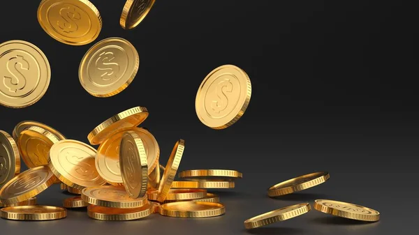 Heap Golden Dollar Currency Coins Business Concept Rendering — Stockfoto