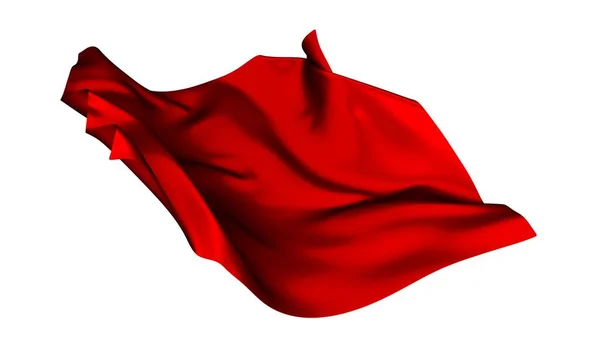Abstract Red Cloth Falling Satin Fabric Flying Wind Rendering — Stock Photo, Image