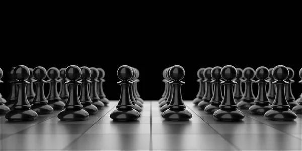 Different Chess Pieces Pawns Concept Business Background Rendering — Stockfoto