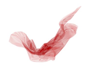 Abstract red cloth falling. Satin fabric flying in the wind. 3d rendering