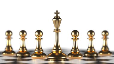 Chess king. Leader success concept. Business leader concept. 3d rendering