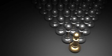 Chess pawn piece outstanding. Leadership concept. Unique individuality and standing out of crowd. 3d rendering