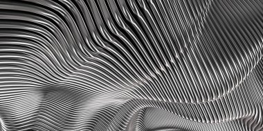 Wavy glossy abstract stripes background. 3d rendering