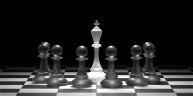Chess king. Leader success concept. Business leader concept. 3d rendering