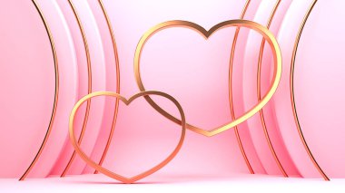 Valentine day design concept. Love background. 3D rendering