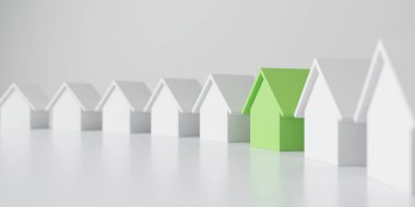 Housing concept. Unique building stands out from others. 3d rendering