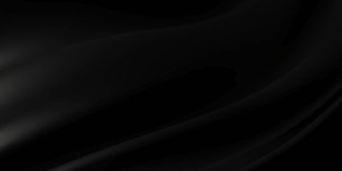 Rippled black silk fabric. Design background. 3d rendering