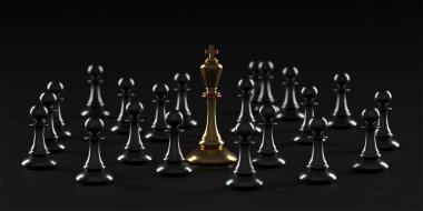 Chess king. Leader success concept. Business leader concept. 3d rendering