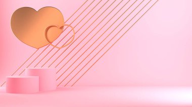 Valentine day design concept. Love background. 3D rendering