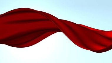 Abstract red cloth falling. Satin fabric flying in the wind. 3d rendering