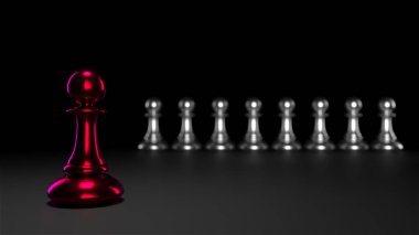 Chess pawn piece outstanding. Leadership concept. Unique individuality and standing out of crowd. 3d rendering