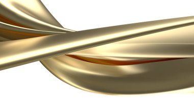 Golden wavy silk satin cloth flying. 3d rendering