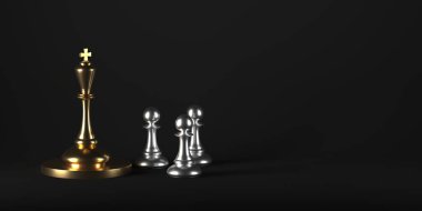 Chess king. Leader success concept. Business leader concept. 3d rendering