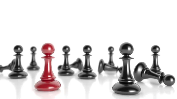 Chess Pawn Piece Outstanding Leadership Concept Unique Individuality Standing Out — Stockfoto