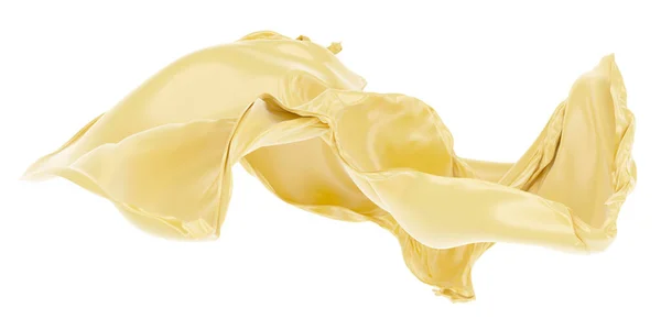 Golden Wavy Silk Satin Cloth Flying Rendering — Photo