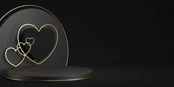 Minimal Heart Shapes Background Mock Podium Pedestal Scene Product Platform — ストック写真