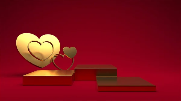 Minimal Heart Shapes Background Mock Podium Pedestal Scene Product Platform — Stock Photo, Image