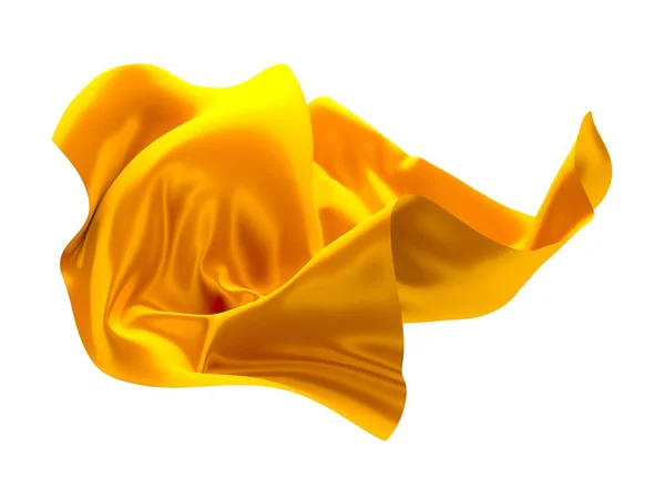 Golden Wavy Silk Satin Cloth Flying Rendering — Stock Fotó