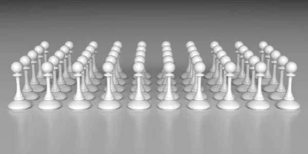 Different Chess Pieces Pawns Concept Business Background Rendering — Stock fotografie