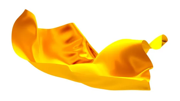 Golden Wavy Silk Satin Cloth Flying Rendering — Foto Stock