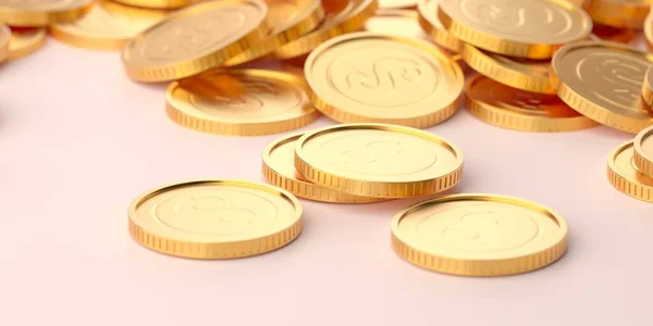 Heap Golden Dollar Currency Coins Business Concept Rendering — Fotografia de Stock