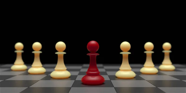Chess Pawn Piece Outstanding Leadership Concept Unique Individuality Standing Out — стоковое фото
