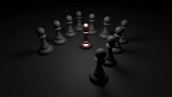 Chess Pawn Piece Outstanding Leadership Concept Unique Individuality Standing Out — Zdjęcie stockowe