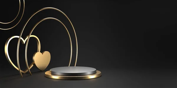 Minimal Heart Shapes Background Mock Podium Pedestal Scene Product Platform — Photo