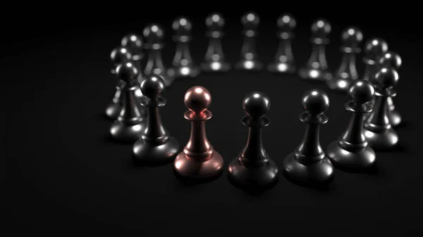 Chess Pawn Piece Outstanding Leadership Concept Unique Individuality Standing Out — стоковое фото