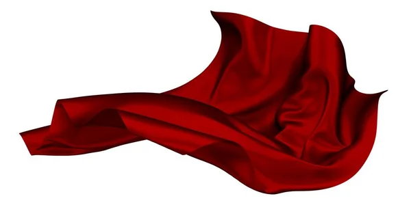 Abstract Red Cloth Falling Satin Fabric Flying Wind Rendering — Stock Fotó