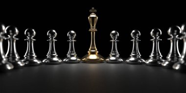 Chess king. Leader success concept. Business leader concept. 3d rendering