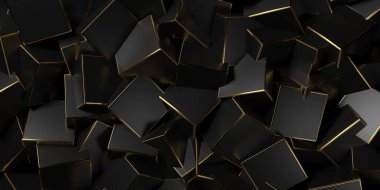 Dark cubes abstract background. Minimalistic design. 3d rendering