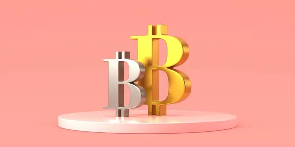 Bitcoin Simple Symbol Design Crypto Currency Concept Rendering — Foto Stock