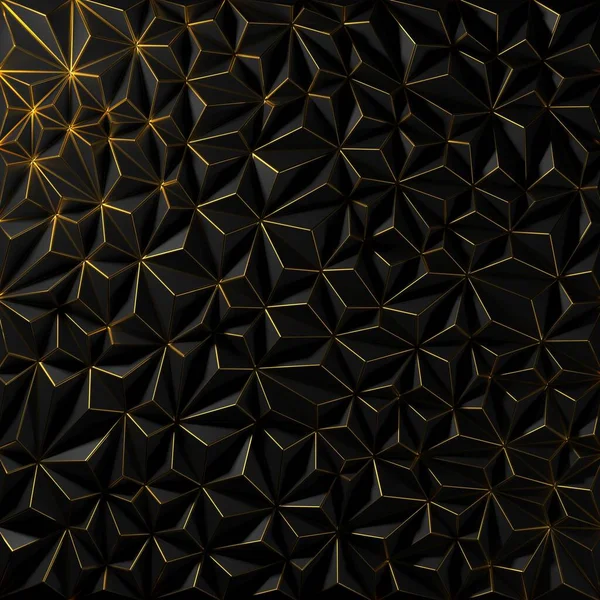 Luxury Triangles Polygon Abstract Black Metal Background Rendering — Zdjęcie stockowe