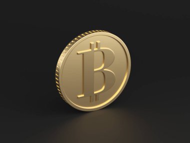 One bitcoin coin. Cryptocurrency background. 3d rendering