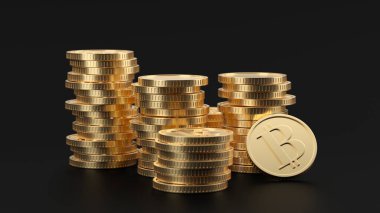 Bitcoin crypto currency concept background. 3d rendering